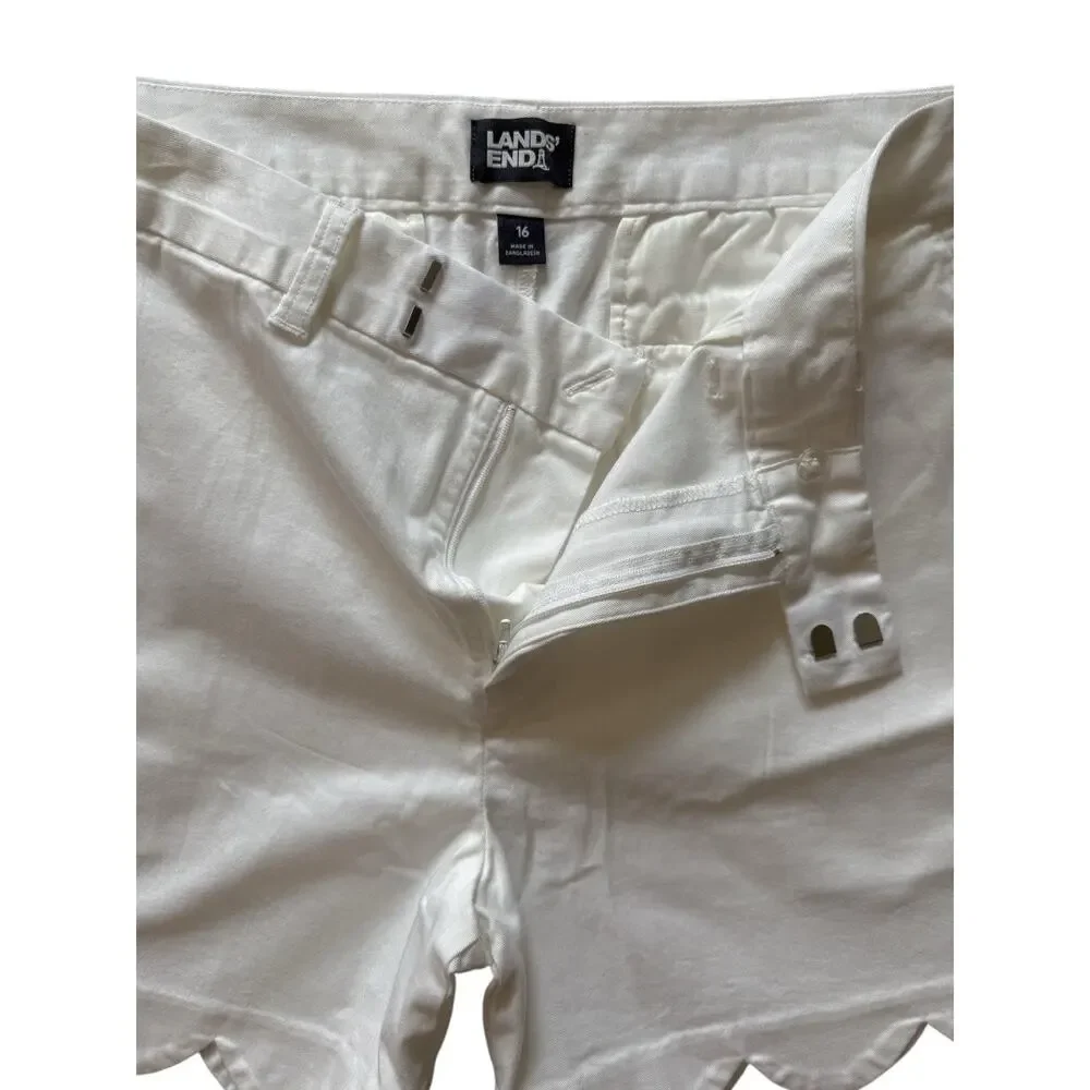 J. Crew Shorts White Scalloped Hem Cotton Stretch Womens 16 Summer Preppy Tennis